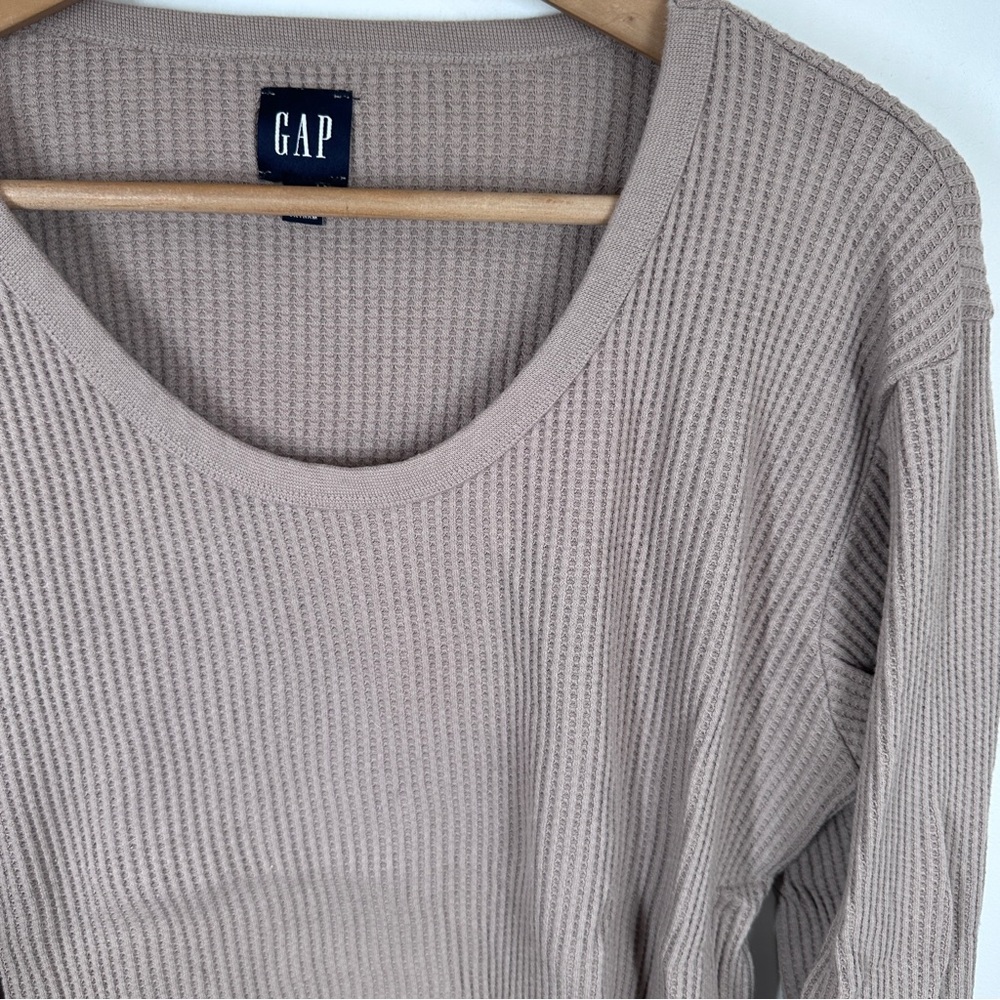 GAP Beige Chunky Waffle Knit Long Sleeve Top Size Small - Picture 3 of 6
